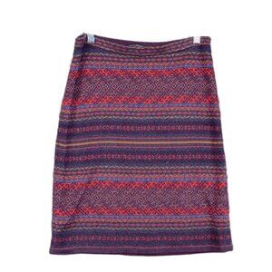 Peruvian Connection Mini Skirt Womens Multicolor Aztec Print Knit Pima Cotton S